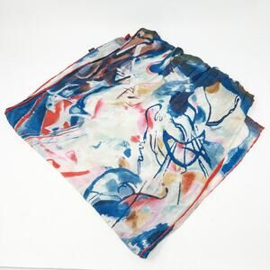 Cocoon House Artsy Wearable Art Handmade‎ Watercolor Print 100% Silk Scarf Wrap